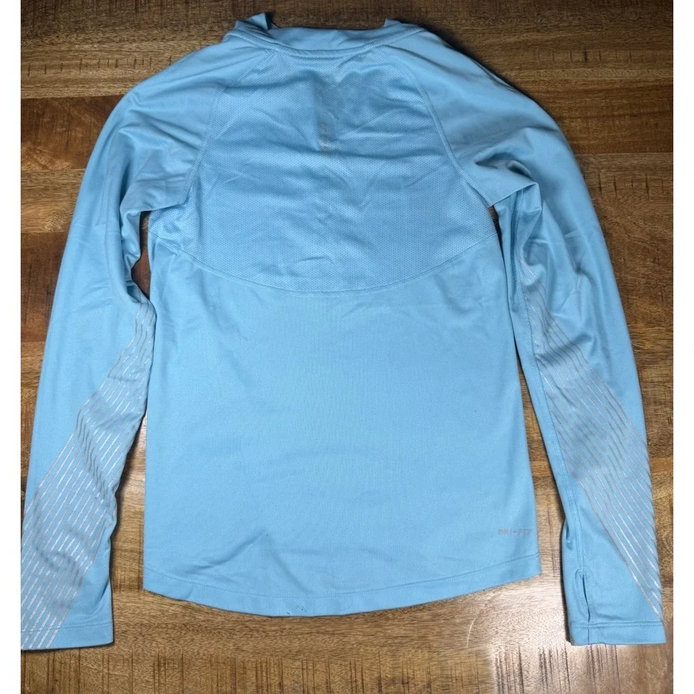 Nike Dri-FIT Running 1/4 Zip Pullover Top Blue Reflective Women's XS